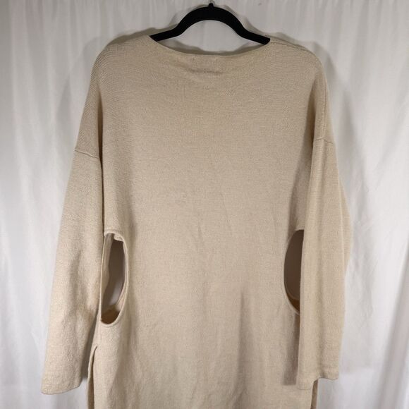 Rachel Comey Baby Alpaca Dress Women's Large Ivory Long Sleeve Side Cutouts - Picture 12 of 14